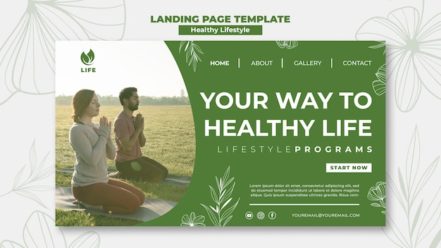 PSD modèle de conception de page de destination pour un mode de vie sain