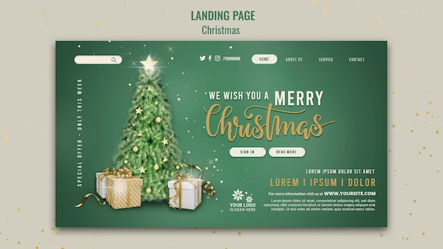 PSD modèle de conception de page de destination de vente de noël