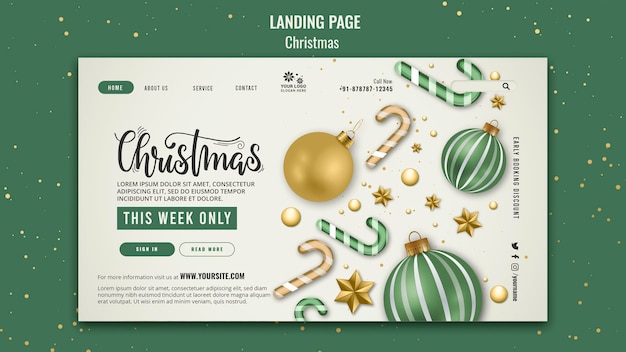 PSD modèle de conception de page de destination de vente de noël