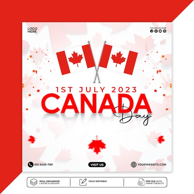 Modèle de conception de poste de la fête du Canada PSD