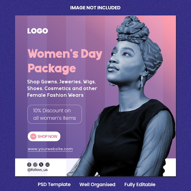 PSD modèle de conception de promo de shopping pour la journée internationale des femmes