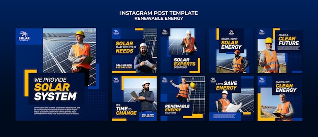PSD modèle de conception de publication instagram sur les énergies renouvelables