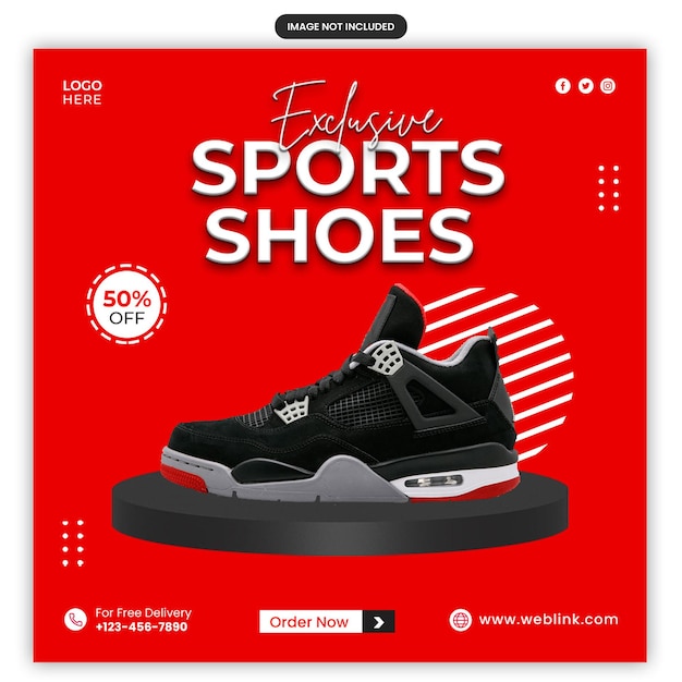 Modèle De Conception De Publication Instagram De Promotion Des Médias Sociaux De Chaussures De Sport De Collection Exclusive