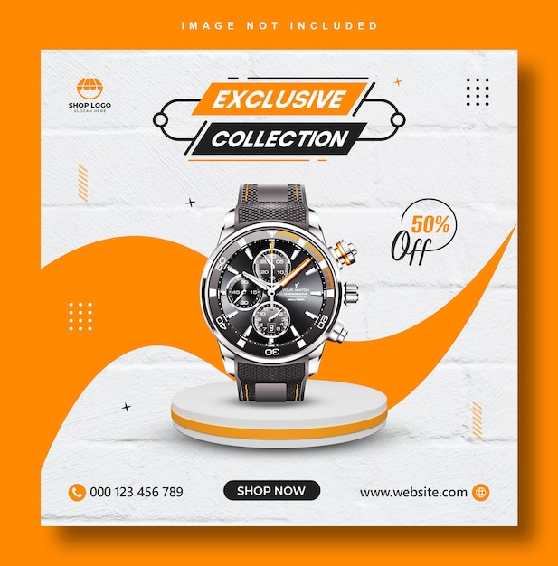 modèle de conception de publication de médias sociaux de bannière de collection de montres exclusive