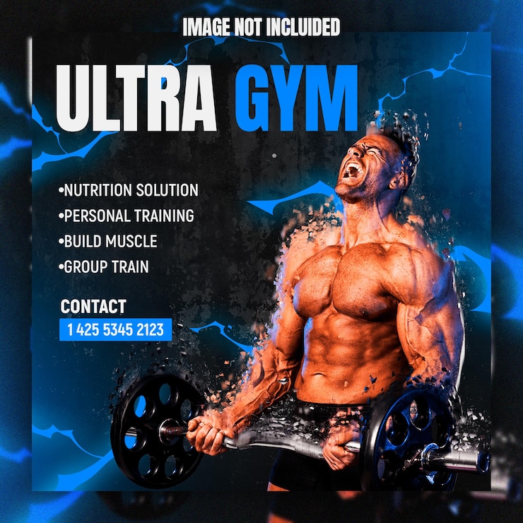 PSD modèle de conception de publication de médias sociaux de flyer de fitness ultra gym