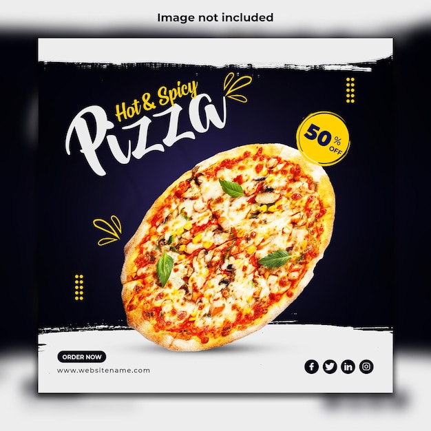 PSD modèle de conception de publication spéciale sur les médias sociaux pour la vente de pizzas