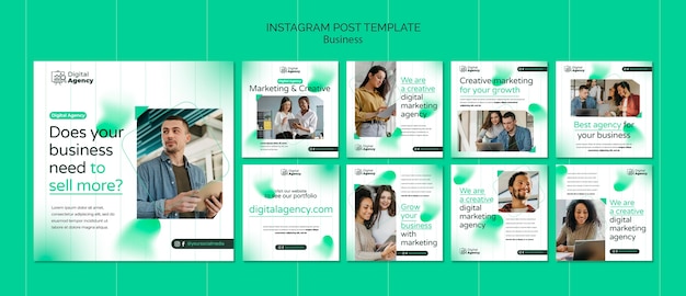 PSD modèle de conception de publications instagram d'entreprise dégradé