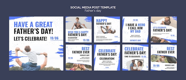 PSD modèle de conception de publications instagram pour la fête des pères
