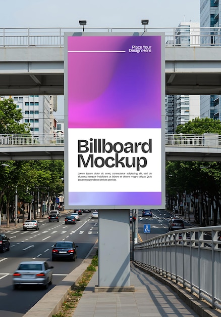 Modèle de conception publicitaire de panneau d'affichage sur la rue de la ville dans un environnement urbain