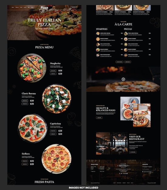 PSD modèle de conception de site web de restauration rapide de pizza délicieuse, conception de page d'atterrissage de pizza