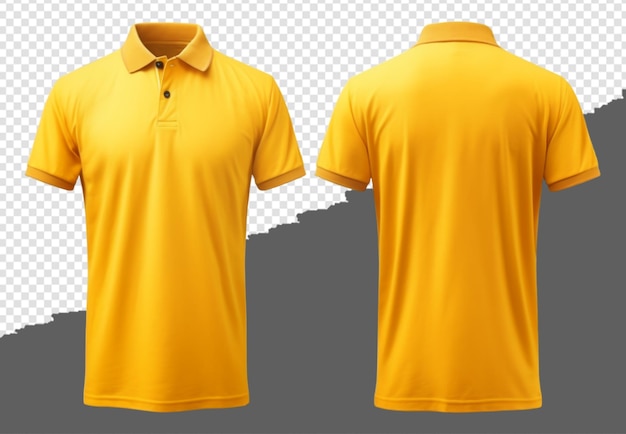 PSD modèle de conception de t-shirt de polo jaune ordinaire vue avant et arrière