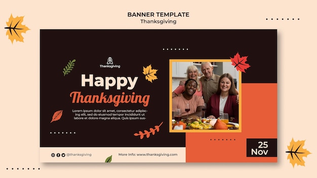 PSD modèle de conception de thanksgiving de bannière