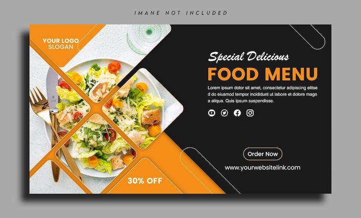 PSD modèle de couverture et de bannière facebook du menu et du restaurant