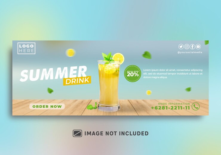 Modèle de couverture facebook de boisson d'été