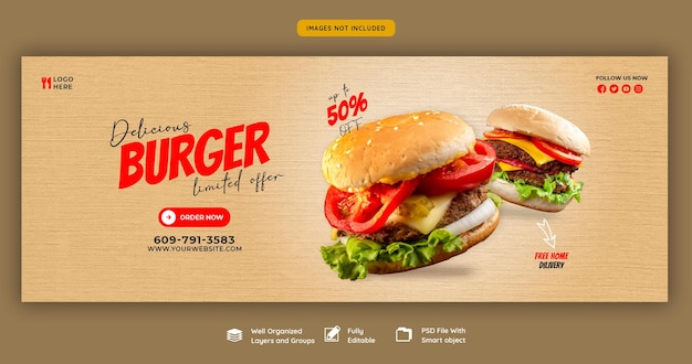 Modèle De Couverture Facebook Délicieux Burger Et Menu Alimentaire