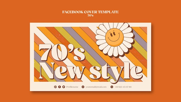 PSD modèle de couverture facebook esthétique des années 70