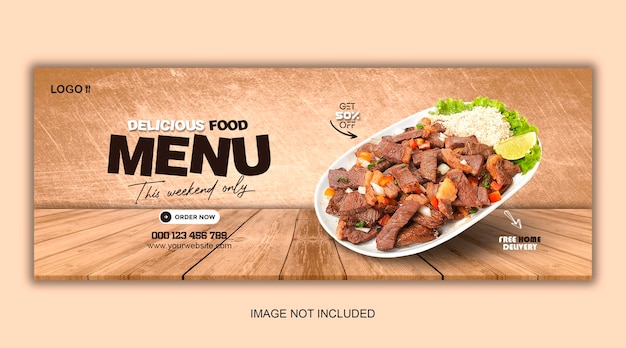 Modèle de couverture facebook de menu de nourriture et de restaurant