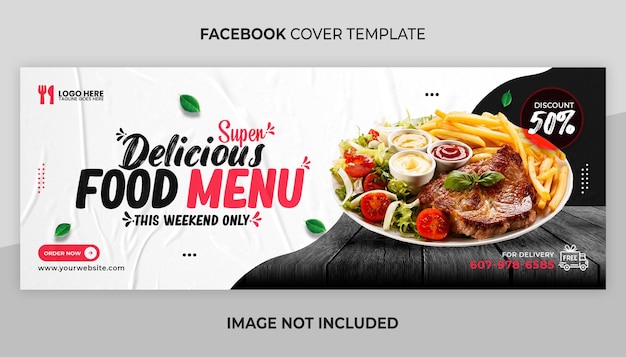 Modèle de couverture facebook de menu de nourriture super délicieux