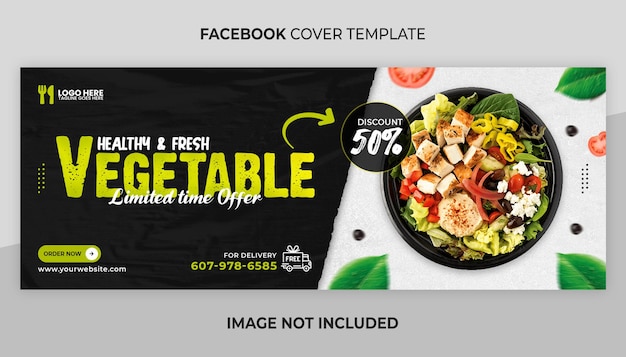 PSD modèle de couverture facebook de nourriture végétale
