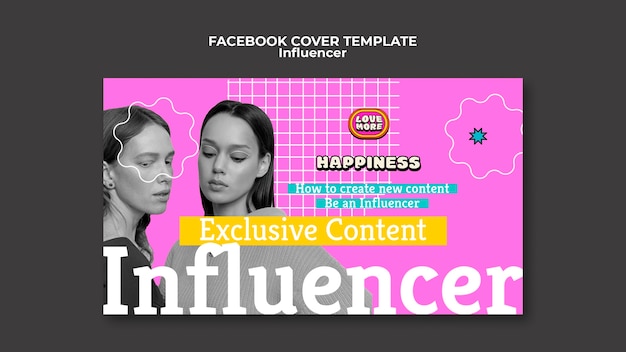 PSD modèle de couverture facebook de style de vie d'influenceur