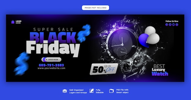 PSD modèle de couverture facebook de super vente black friday