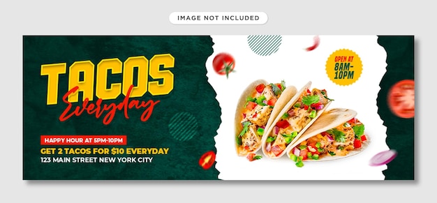 PSD modèle de couverture facebook de tacos mexicains