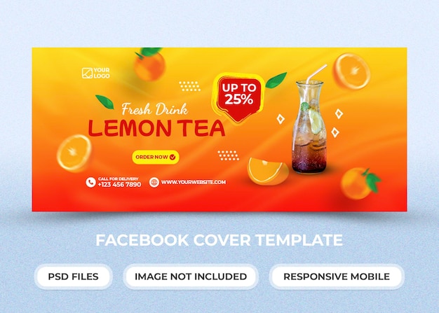 Modèle De Couverture Facebook De Thé Au Citron Frais Psd Premium