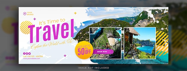 PSD modèle de couverture facebook de voyage et de tourisme