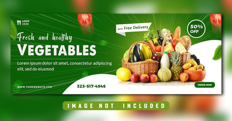 PSD modèle de couverture instagram de médias sociaux de livraison d'épicerie de légumes et de fruits