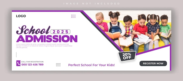 Modèle de couverture de médias sociaux d'admission à l'école