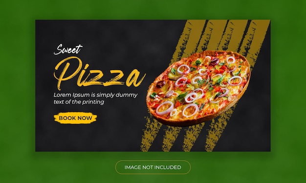 Modèle de couverture de vignette youtube de pizza de nourriture délicieuse bannière web youtube de pizza