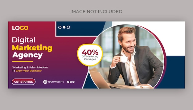 modèle de couverture de webinar en direct de marketing numérique et de Facebook d'entreprise