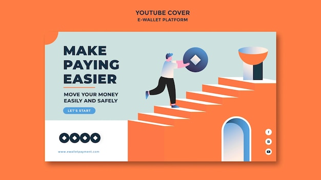 Modèle de couverture youtube de l'application de portefeuille électronique