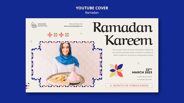 PSD modèle de couverture youtube pour la célébration du ramadan