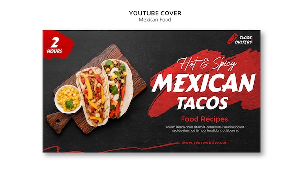 Modèle de couverture youtube de restaurant de cuisine mexicaine