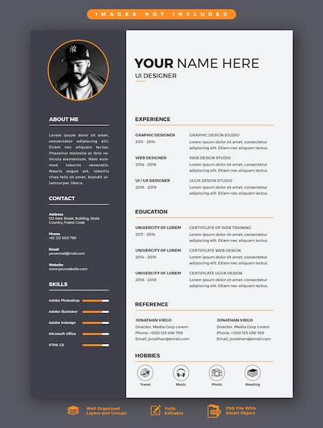 PSD modèle de curriculum vitae ou de curriculum vitae moderne de la dsp
