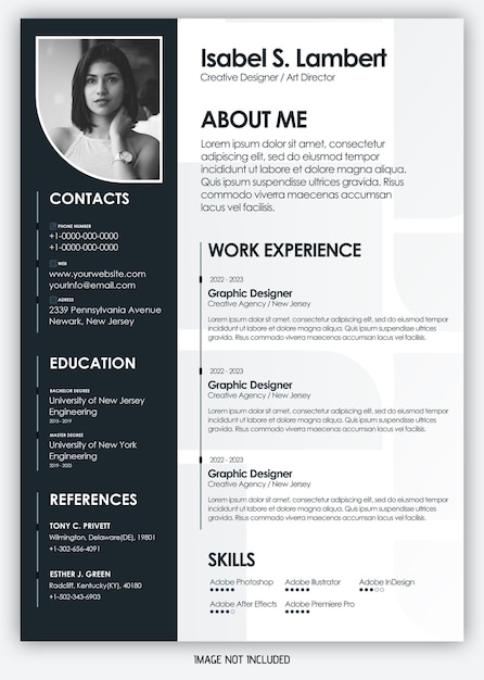 PSD modèle de curriculum vitae propre et moderne