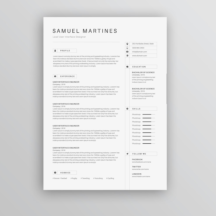 PSD modèle de cv ou de cv créatif
