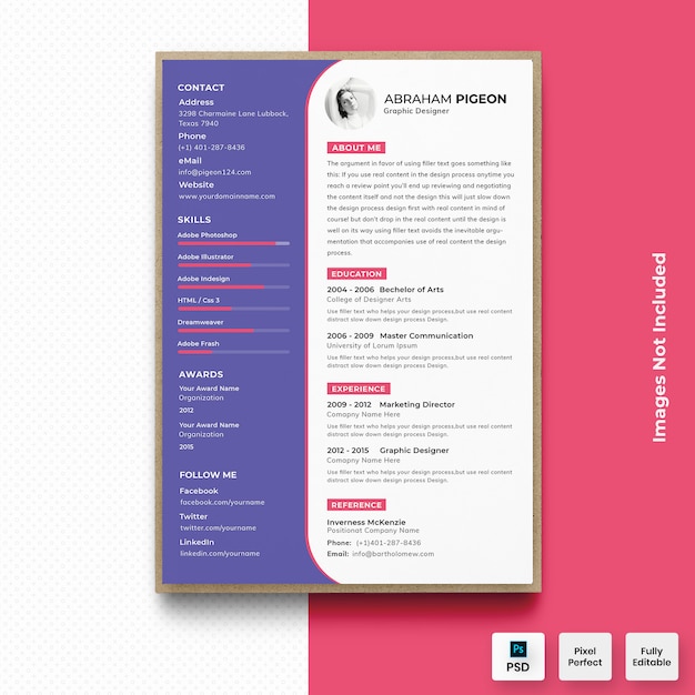Modèle de CV de CV violet moderne