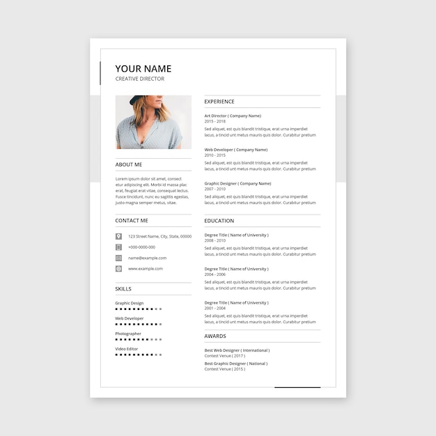 PSD modèle de cv minimal