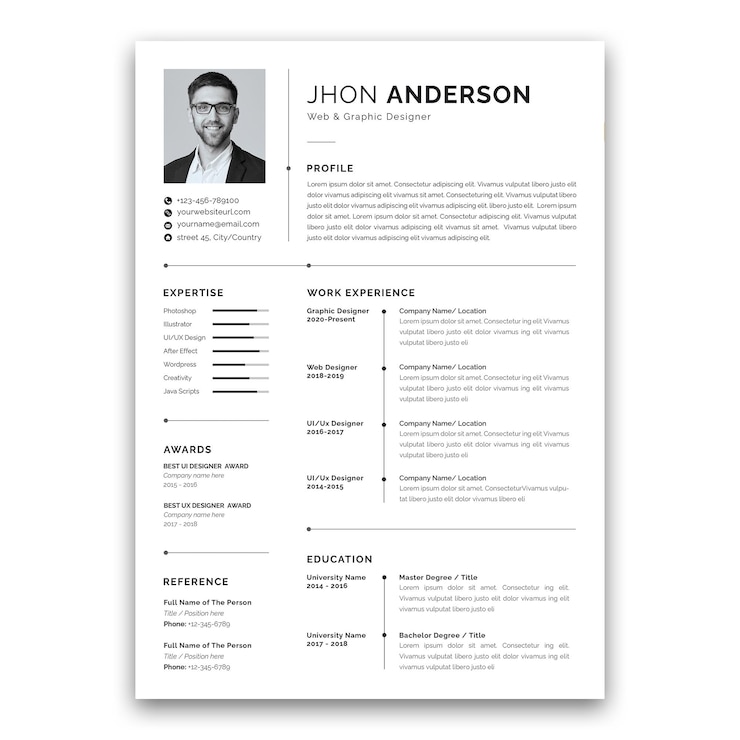 PSD modèle de cv moderne