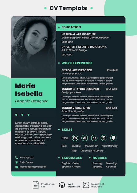 modèle de CV pour les demandes d'emploi design sombre moderne