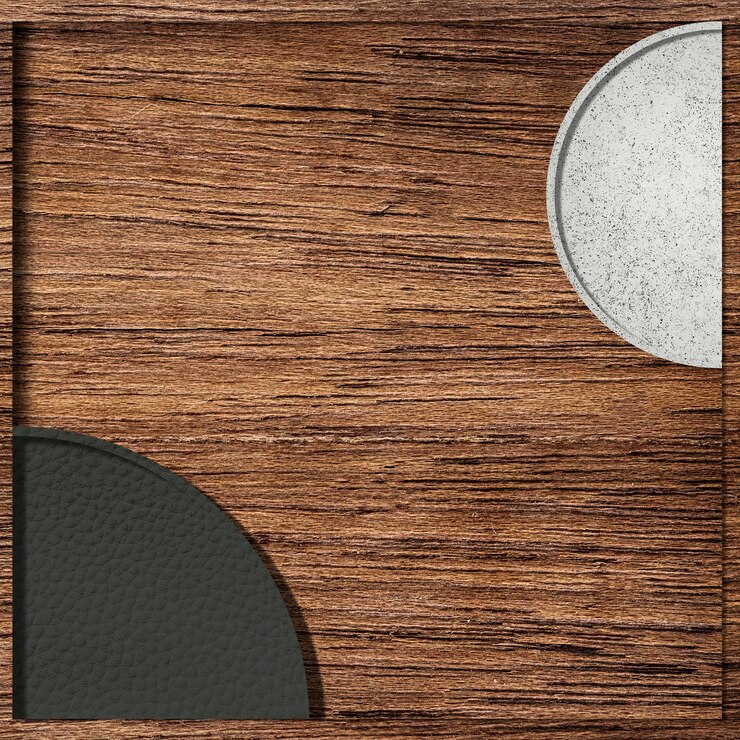 PSD modèle de demi-cercles noir et blanc sur le vecteur de fond en bois