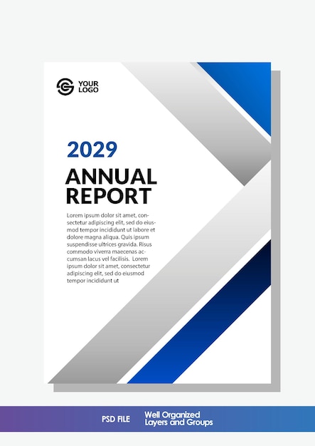 modèle de dépliant commercial de rapport annuel créatif bleu