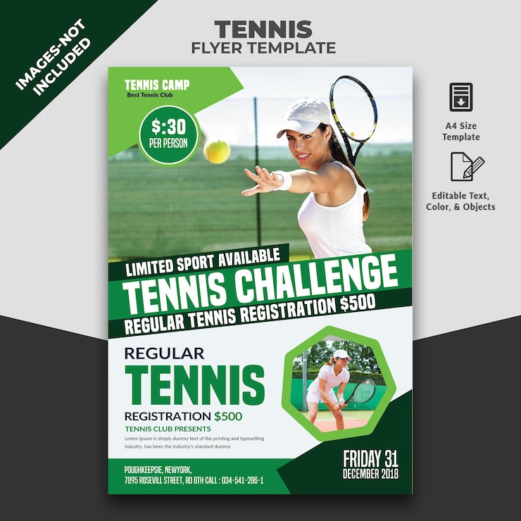 PSD modèle de dépliant de tennis