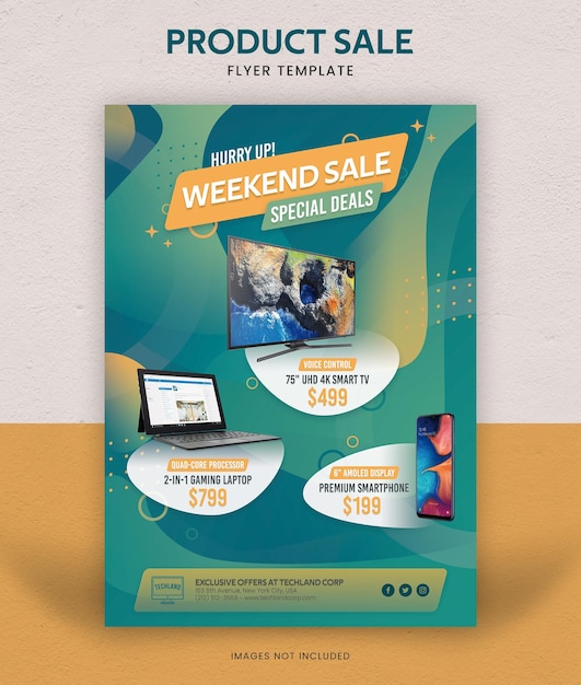 Modèle de dépliant de vente de produit ou conception d'affiche