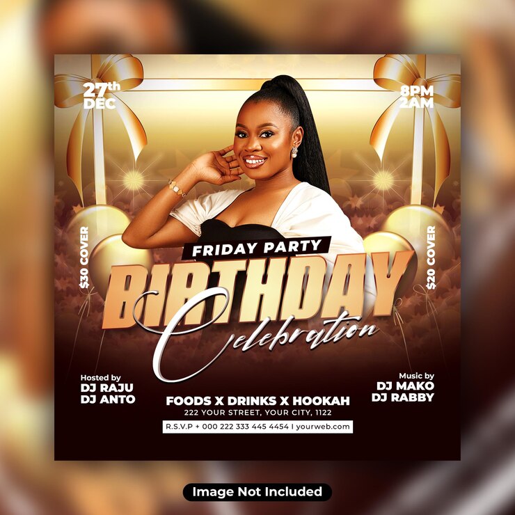 PSD modèle de dessin de flyer de fête d'anniversaire