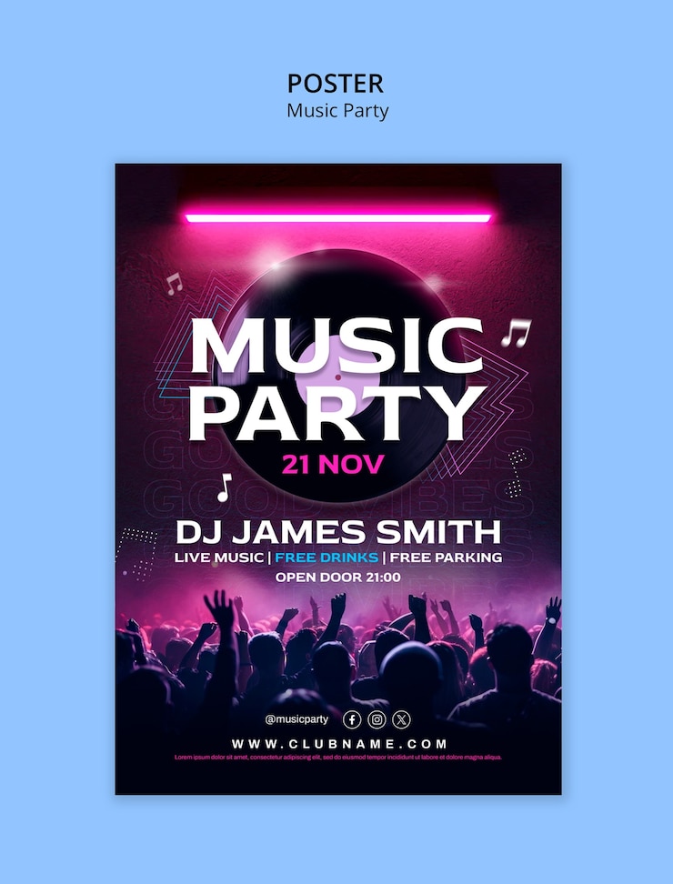 PSD modèle de divertissement de fête musicale