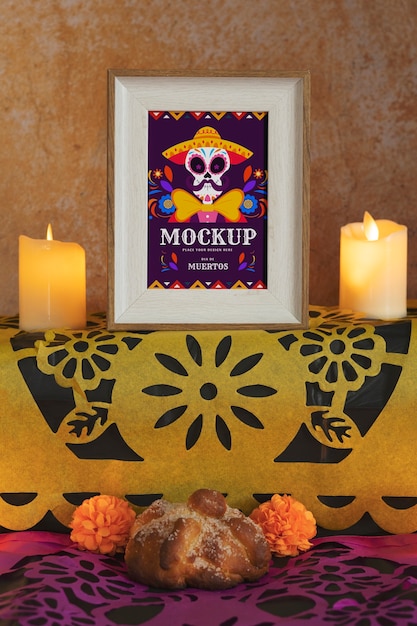 PSD modèle du cadre de dia de muertos