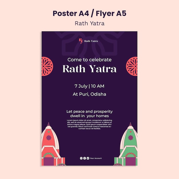 Le modèle du dépliant de Rath yatra
